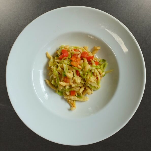 Spitzkohl, Spätzle-Pfanne, vegan, möhren