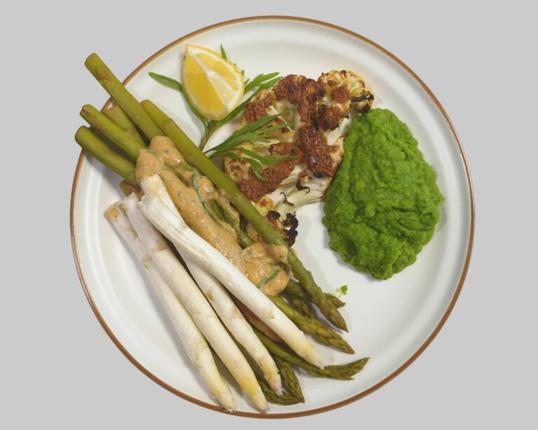 Festtagsessen, Blumenkohlsteak, Spargel