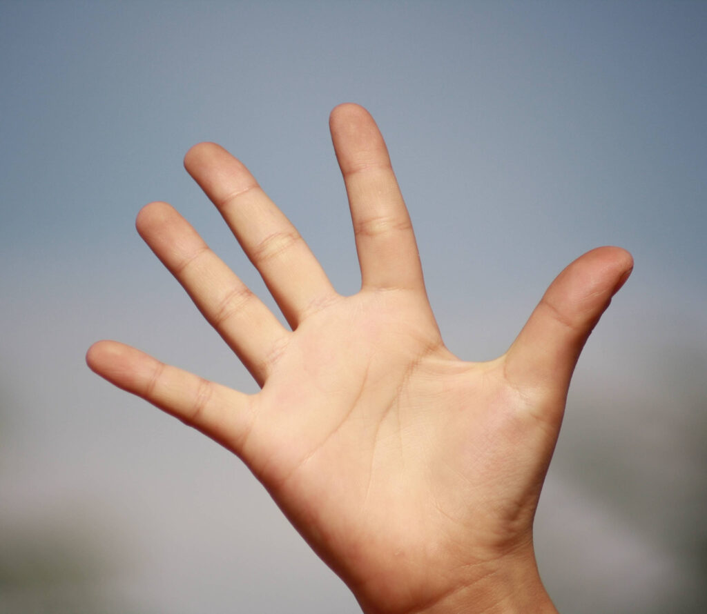 Hand,ausgetreckt,Himmel