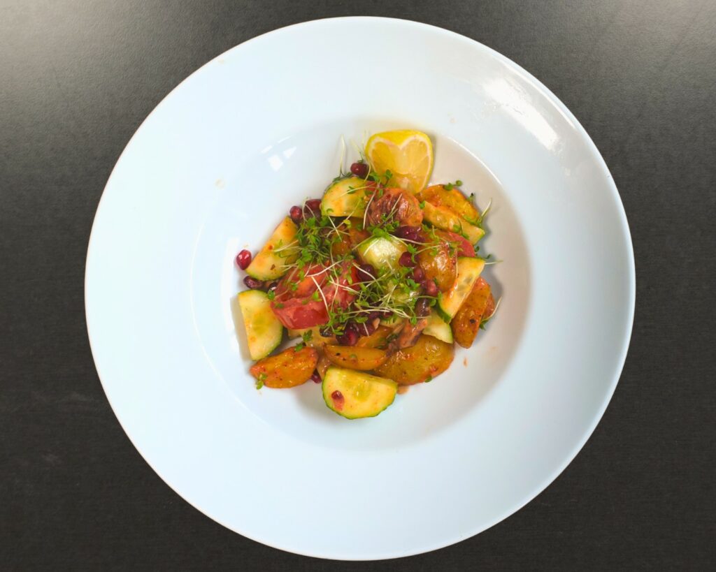 kartoffelsalat, exotisch, arabisch, Granatapfel,vegan,gesund