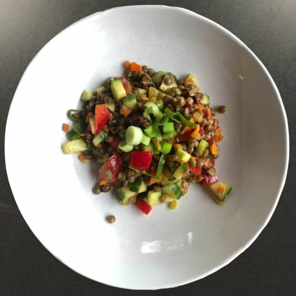 Pardina Linsen, Linsen-Salat, Paprika, Gurke Cranberrys, Essig-Dressing!