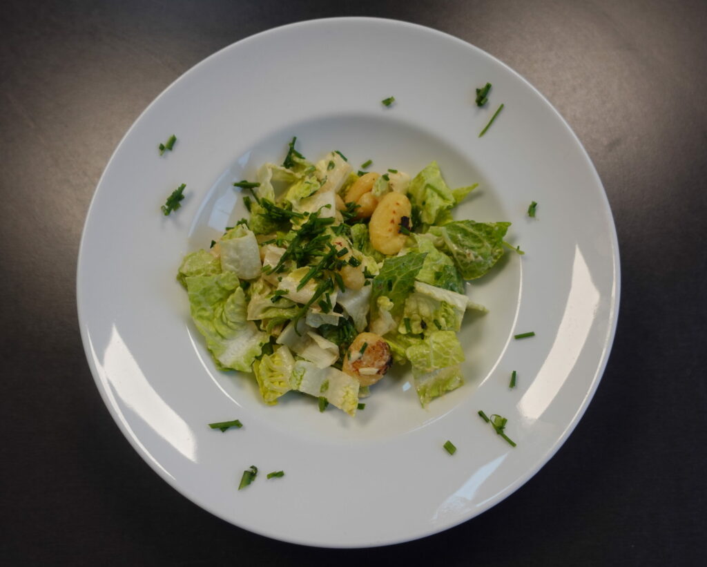 gnocchi salat rezept,feldsalat oder rucola, römersalat,