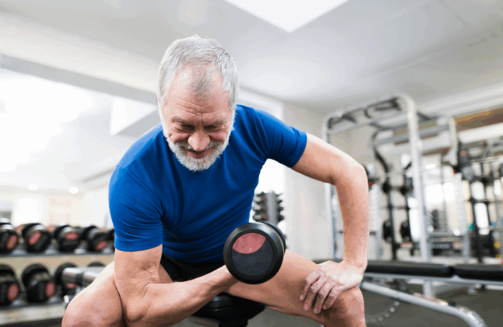 Mann,alt,Handeltraining,hilft,Stoffwechsel,Fett,verbrennung,verbessern,Muskel,Muskelmass,fitt, 