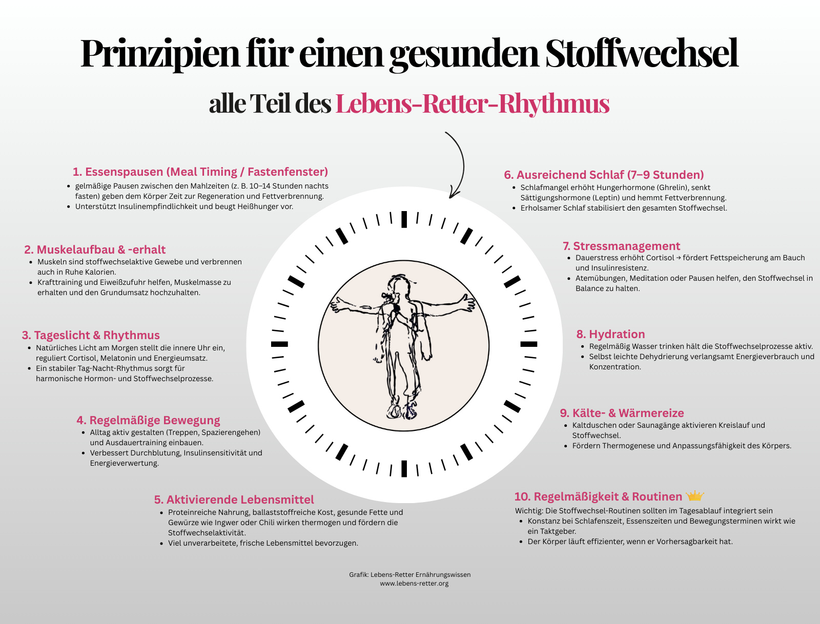 Stoffwechsel,Routine,Grafik,Übersicht,Schaubild,Hilfe,Tagesablauf,Morgens,Ablauf,Plan,Essenszeiten,täglich,integrieren